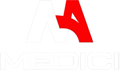 Logo Medici BlancoRojo - Agencia multimarca asociada a Global Cars Argentina