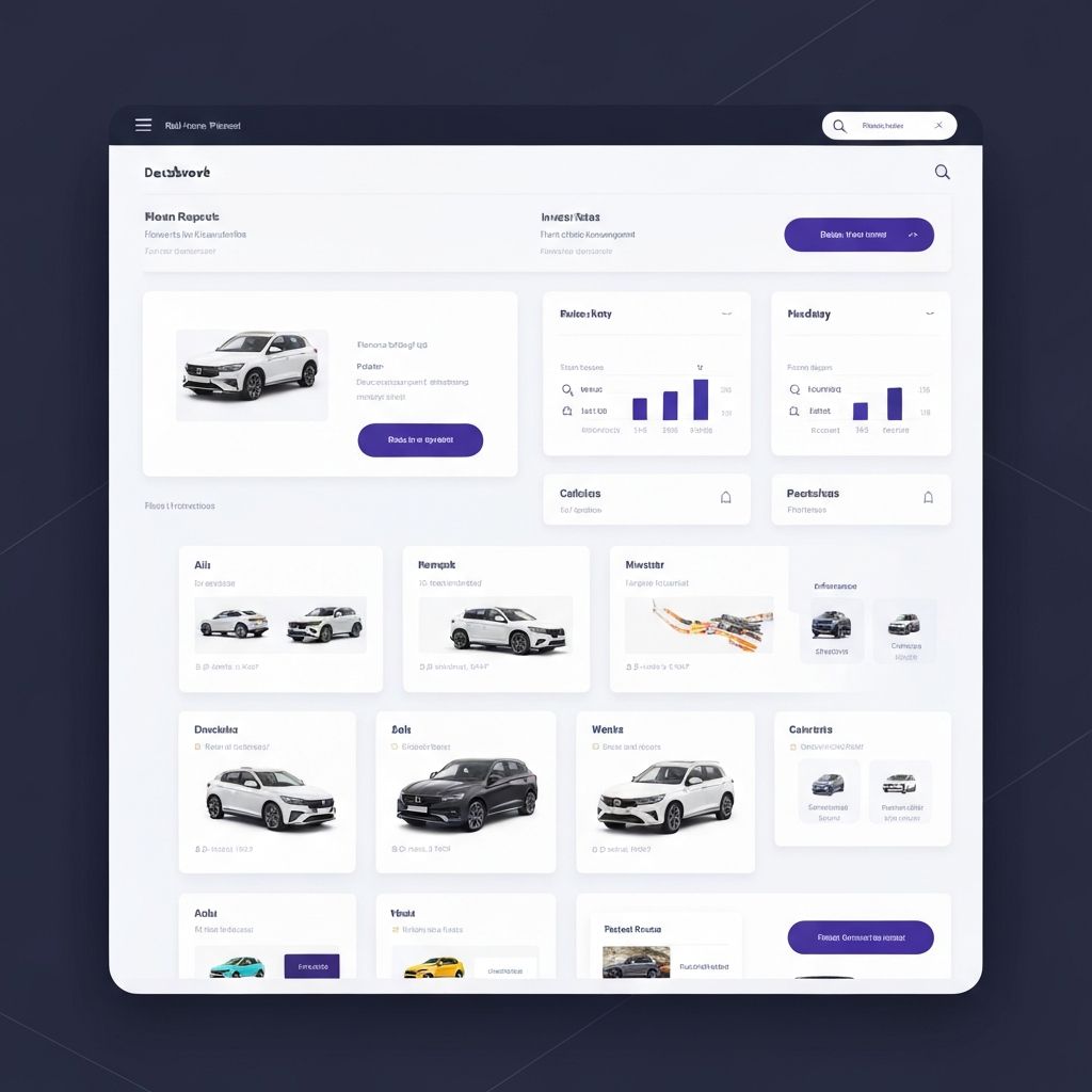 Plataforma digital Global Cars para gestión de agencias automotrices - Dashboard moderno de catálogo de autos usados